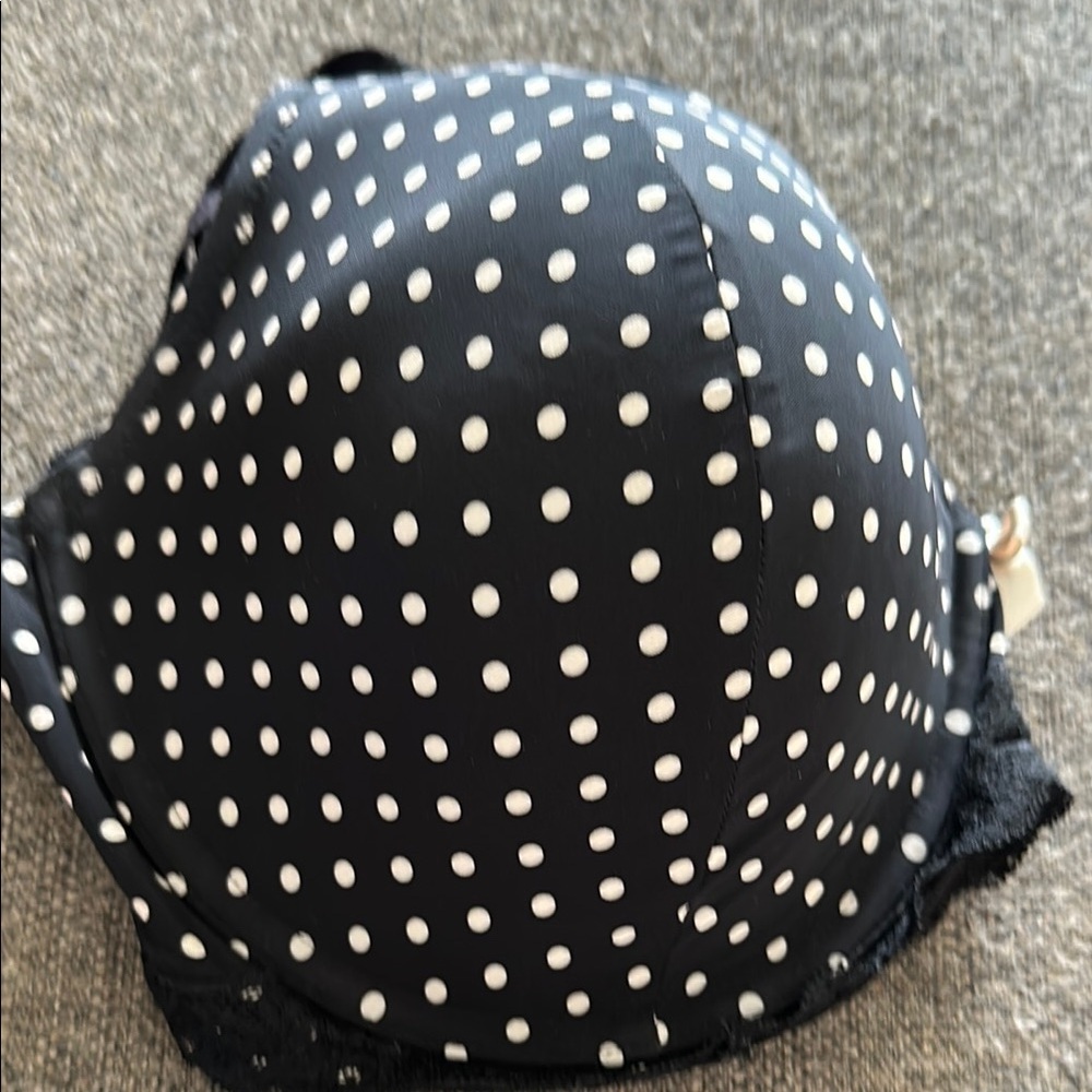 Adore Me Black and White Polka Dot Bra with adjustable straps